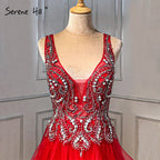 En oferta, sin devolución ni reembolso. Oferta: Vestido de noche dorado con escote en V, cuentas y diamantes. Vestido de noche sexy de corte A sin mangas. Diseño 2025 LA70149. 