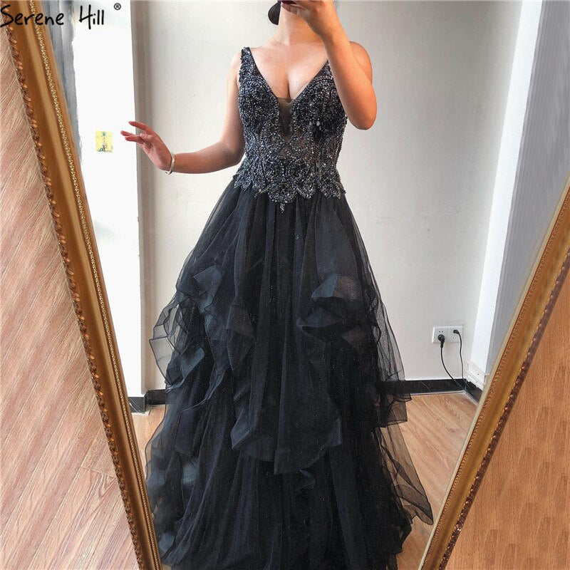En oferta, sin devolución ni reembolso. Oferta: Vestido de noche dorado con escote en V, cuentas y diamantes. Vestido de noche sexy de corte A sin mangas. Diseño 2025 LA70149. 