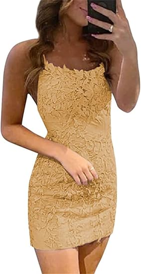 Vestidos de fiesta sin mangas con tirantes finos y encaje azul de columna corta 