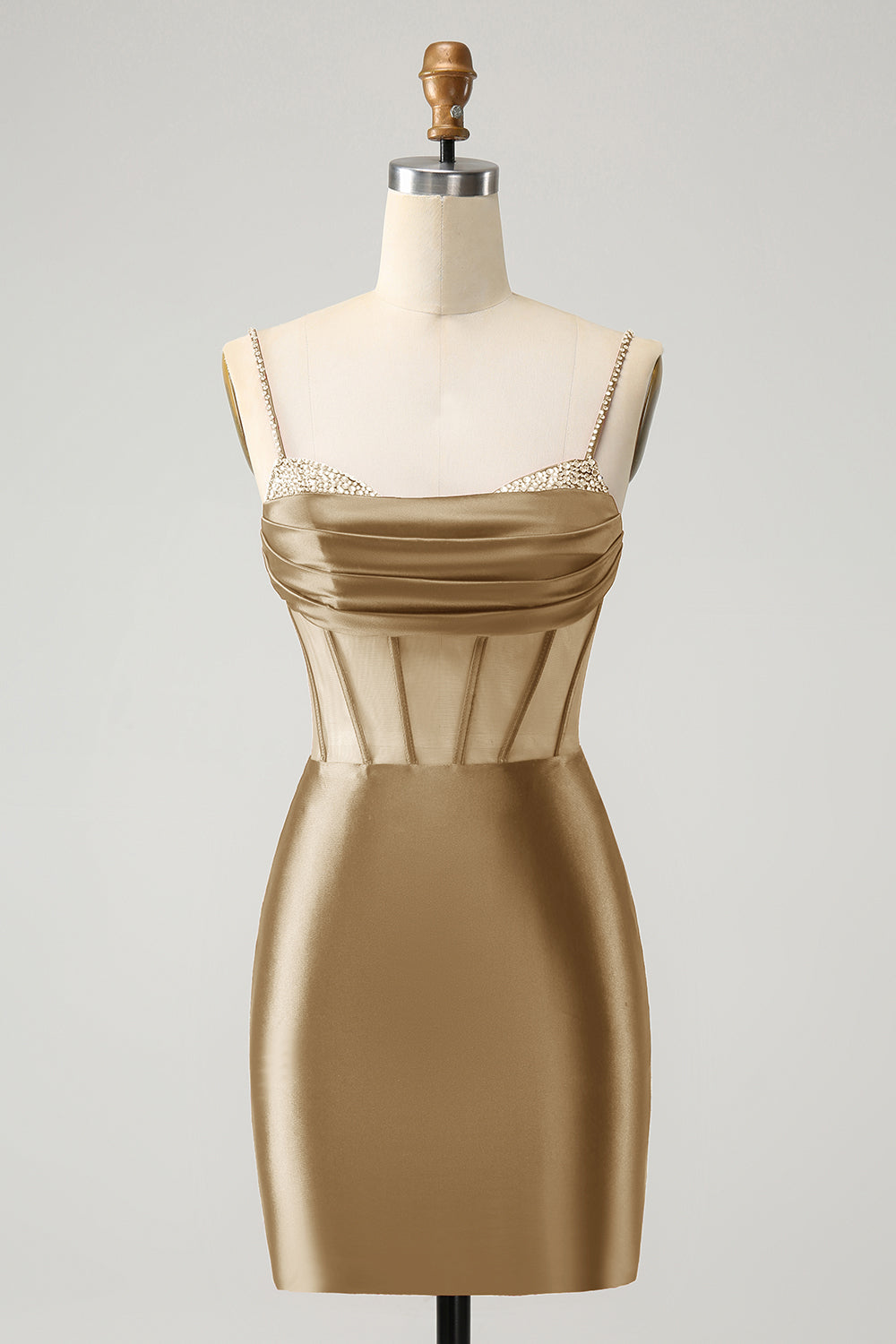Schickes, fuchsiafarbenes, figurbetontes, plissiertes Korsett-Kurz-Homecoming-Kleid mit Perlen