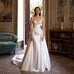 Gorgeous Country Mermaid Wedding Dress OverSkrit Cap Sleeves Elegant Lace Appliques Satin Peats Bride Dresses Vestidos De Novia-payinti