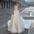 Gorgeous Satin Modern Wedding Dresses Elegant Off Shoulder Sleeveless Train Floor-Length Fluffy Princess Style Bride Gowns 2023-payinti