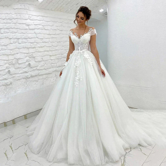 Gorgeous Women's Wedding Dresses A-Line 3D Lace Applique Bohemian Bridal Gowns Princess Formal Beach Party Sexy V-Neck 2023 Robe-payinti