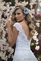 Graceful Tulle & Lace V-neck Neckline A-line Wedding Dresses With Appliques & Beadings Sash Bridal Grown Vestido De-payinti