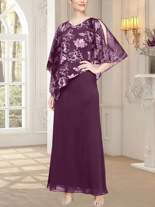 Vestido largo de malla brillante con corpiño asimétrico superpuesto novedoso