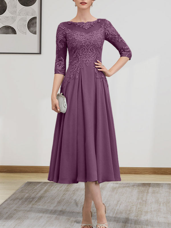 Vestido de gasa con encaje, corte A, ilusión, largo hasta la rodilla, para madre de la novia, con lentejuelas y abalorios