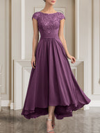 Vestido de gasa con encaje y lentejuelas para madre de la novia, corte A, largo hasta el suelo