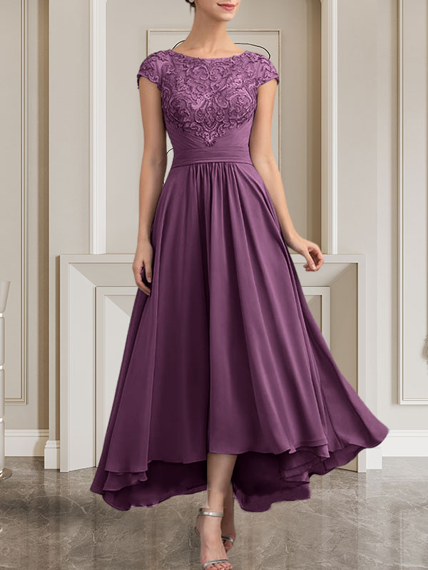 Vestido de gasa con encaje y lentejuelas para madre de la novia, corte A, largo hasta el suelo