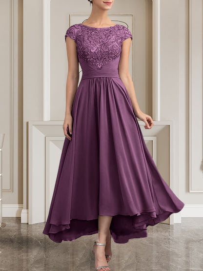 A-line Scoop Floor-Length Lace Chiffon Mother of the Bride Dress With Sequins