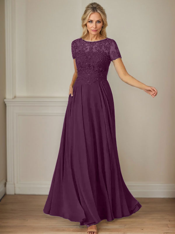Vestido de gasa azul marino oscuro con escote barco, lentejuelas y corte en A