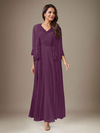 Vestido de gasa con lentejuelas en color ciruela