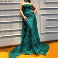 En oferta, sin devolución ni reembolso, vestido de noche verde con hombros descubiertos, corte sirena, sexy, 2025, apliques de lentejuelas, vestidos de noche vintage de lujo LA6361