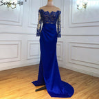 Green Satin   Detachable Skirt Long Sleeves Sexy Evening Dresses 2025 Mermaid Formal Dress Design LA70343