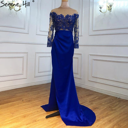 Grün Satin Abnehmbarer Rock Lange Ärmel Sexy Abendkleider 2025 Meerjungfrau Formales Kleid Design LA70343 