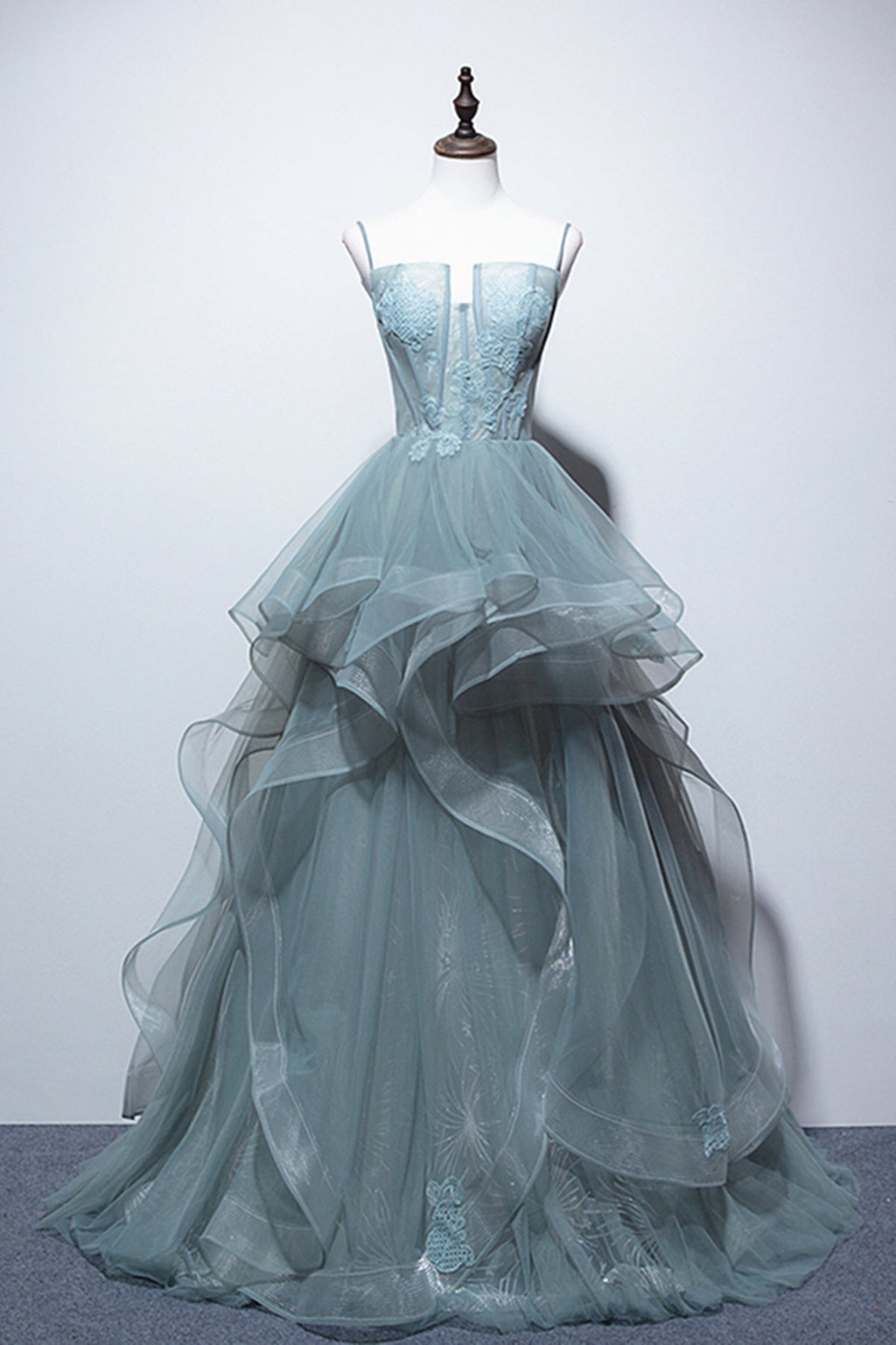 Vestidos largos de fiesta de encaje verde, vestidos largos de noche formales de encaje verde