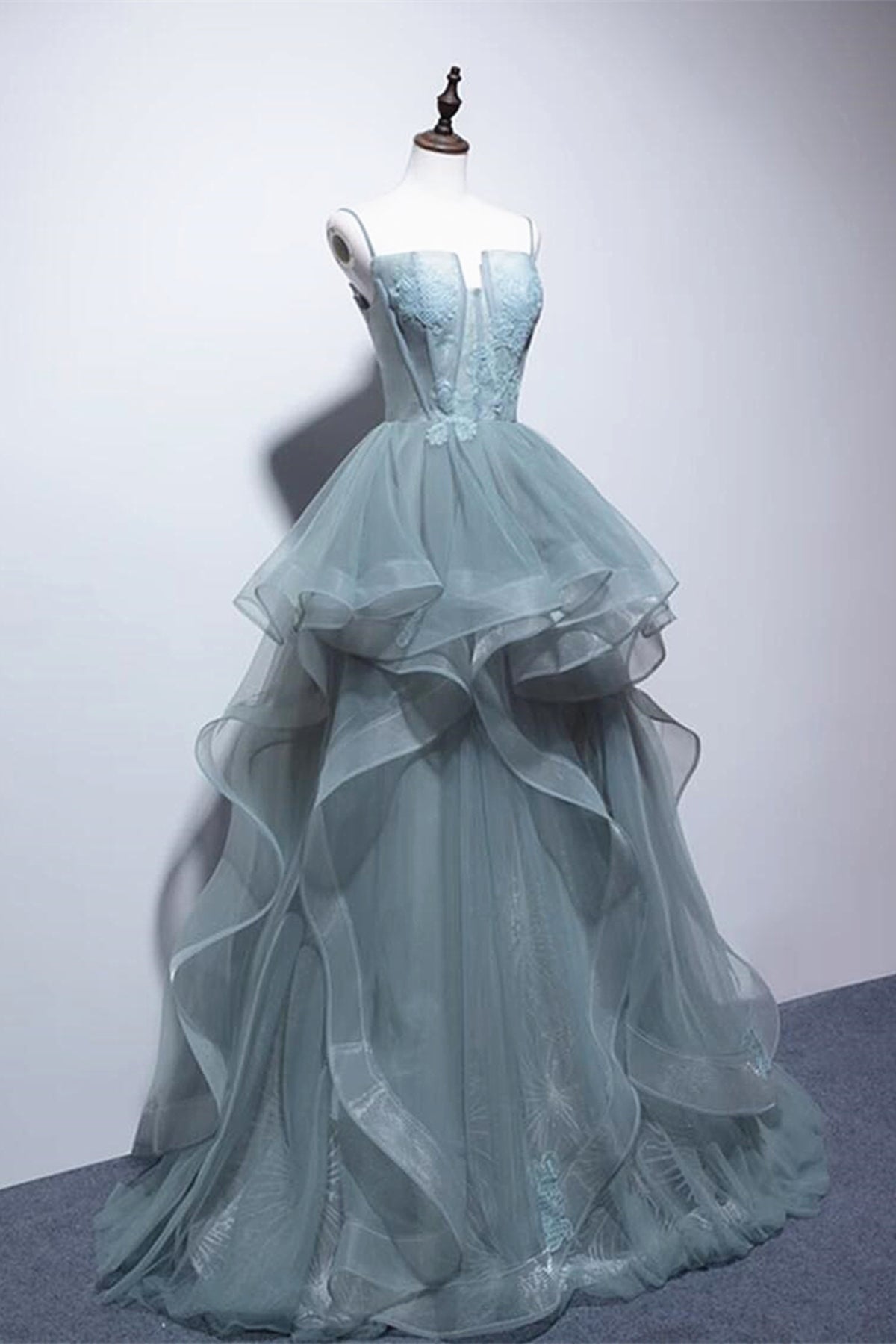 Vestidos largos de fiesta de encaje verde, vestidos largos de noche formales de encaje verde