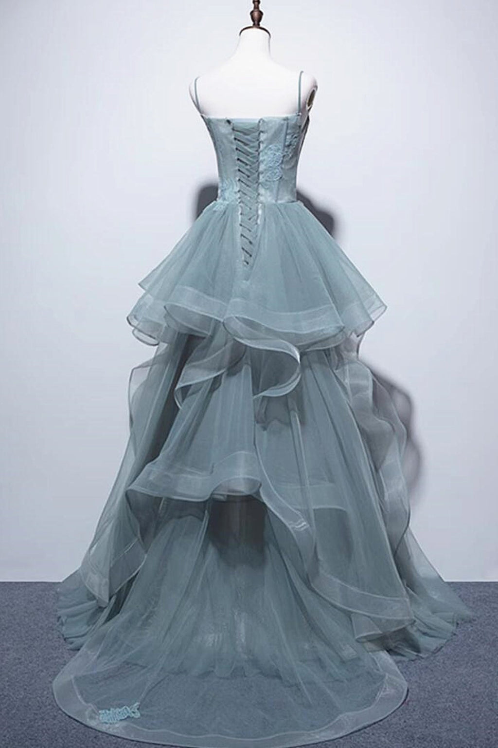 Vestidos largos de fiesta de encaje verde, vestidos largos de noche formales de encaje verde