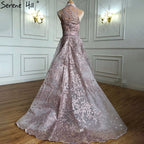 Vestido de noche sexy, sin mangas, diseño de Dubái, color gris, 2025, con bordado de diamantes, corte sirena, foto real, LA70014