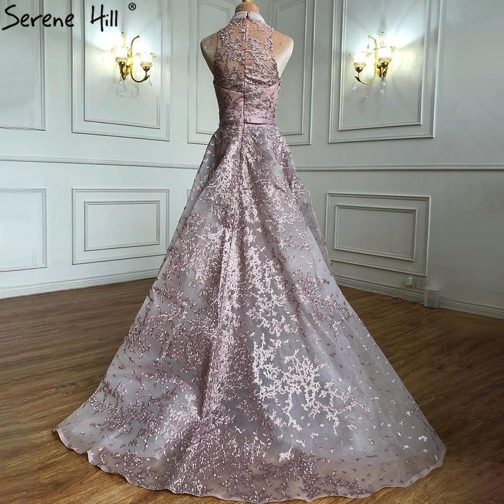 Vestido de noche sexy, sin mangas, diseño de Dubái, color gris, 2025, con bordado de diamantes, corte sirena, foto real, LA70014