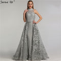 Vestido de noche sexy, sin mangas, diseño de Dubái, color gris, 2025, con bordado de diamantes, corte sirena, foto real, LA70014