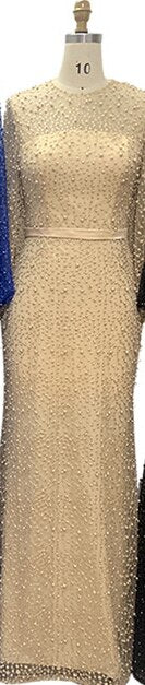 En oferta, sin devolución ni reembolso. Vestidos de noche de sirena con perlas grises, 2025, mangas largas, sexys, de moda, formales, tallas grandes, LA6556. 