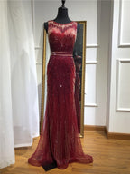 Im Angebot, keine Rückgabe, keine Rückerstattung. Verkauf, Grau, Neue Perlenbesetzte Kristalle, Luxus-Abendkleider 2025, High-End-Meerjungfrau, Ärmellos, Sexy, Formale Abendkleider LA6573 
