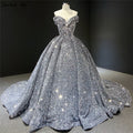 Vestidos de novia de lujo con lentejuelas grises y plateadas, estilo Dubái, sin mangas, sexys, HM66742, hechos a medida, 2025 