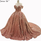 Vestidos de novia de lujo con lentejuelas grises y plateadas, estilo Dubái, sin mangas, sexys, HM66742, hechos a medida, 2025 