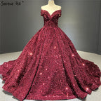 Vestidos de novia de lujo con lentejuelas grises y plateadas, estilo Dubái, sin mangas, sexys, HM66742, hechos a medida, 2025 