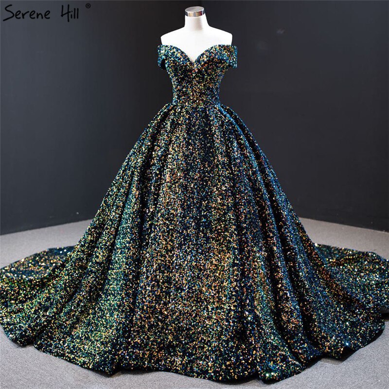Vestidos de novia de lujo con lentejuelas grises y plateadas, estilo Dubái, sin mangas, sexys, HM66742, hechos a medida, 2025 