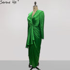Vestidos de noche sencillos de satén verde, corte sirena, elegantes, para mujer, para boda, fiesta, LA71275 