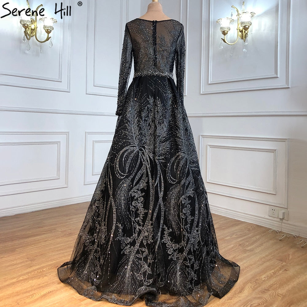 Vestido de noche musulmán rosa largo de sirena con cola, de lujo, para mujer, vestido formal de fiesta 2025 LA70541 