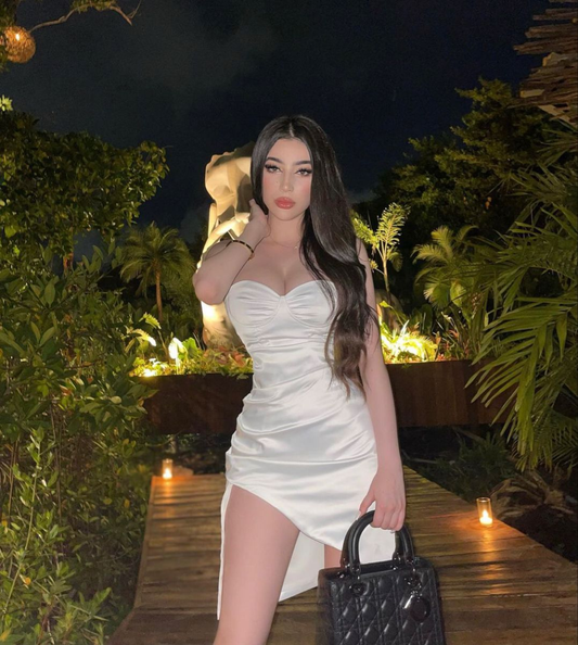 Vestido blanco sexy para fiesta de bienvenida, vestido blanco de fiesta Y2645