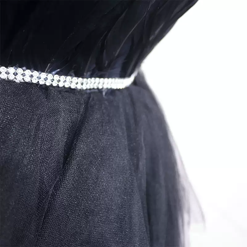 Schwarzes Tüll-Kurzes Homecoming-Kleid Trägerloses Homecoming-Kleid s38