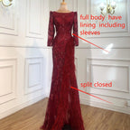 Vestidos de noche de lujo con abertura y corte sirena gris, elegantes vestidos de noche con cuentas y plumas, para mujer, fiesta formal LA70828 