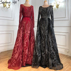 Vestido de noche musulmán rosa largo de sirena con cola, de lujo, para mujer, vestido formal de fiesta 2025 LA70541 