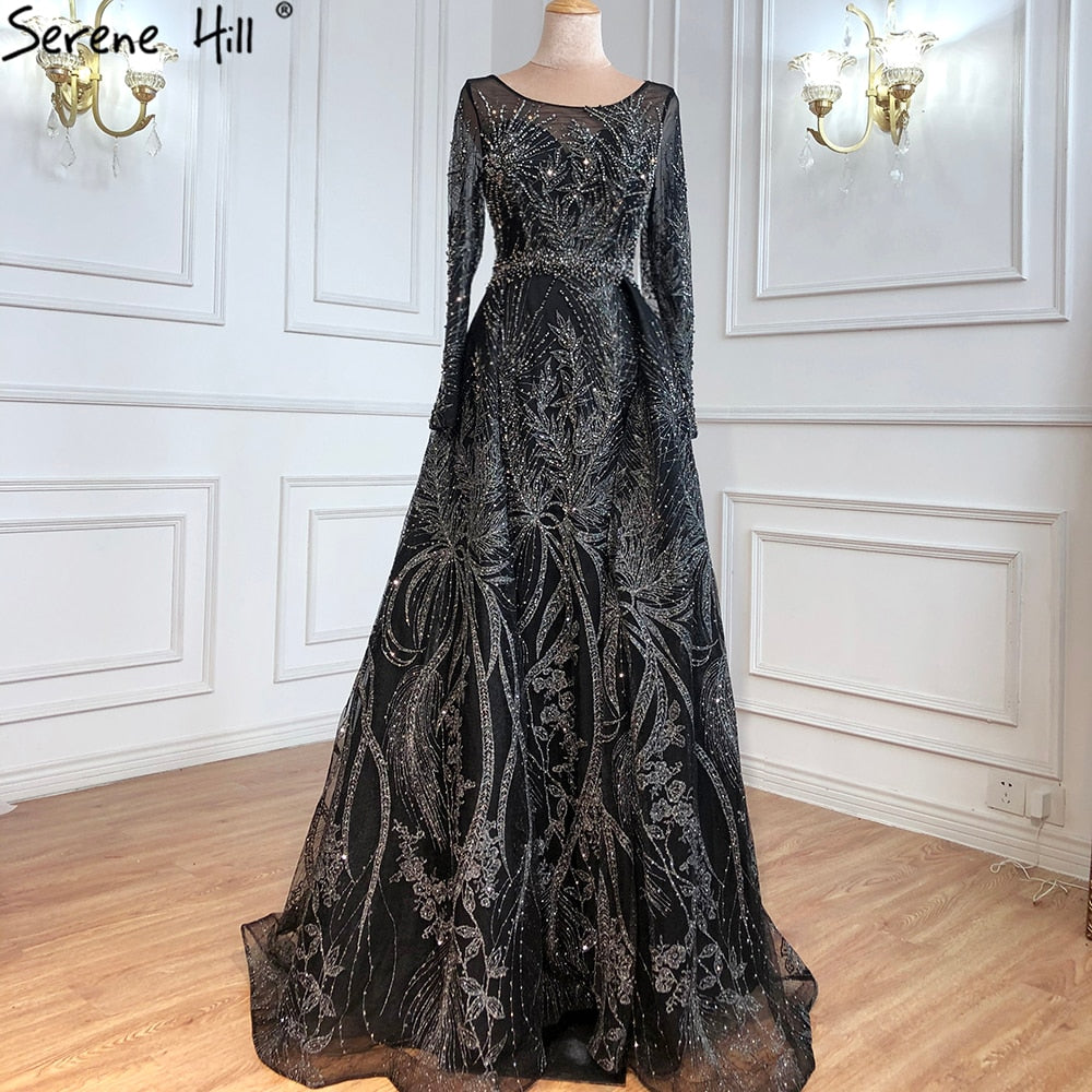 Vestido de noche musulmán rosa largo de sirena con cola, de lujo, para mujer, vestido formal de fiesta 2025 LA70541 