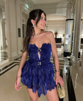 Schickes blaues Homecoming-Kleid, blaues Partykleid, Y2494