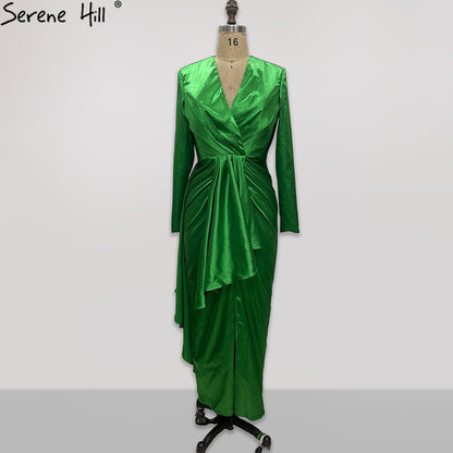 Vestidos de noche sencillos de satén verde, corte sirena, elegantes, para mujer, para boda, fiesta, LA71275 