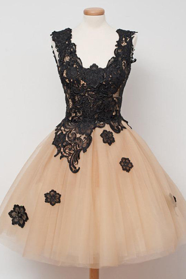 Tüll Ballkleid Ärmellos Kurze Ballkleider 