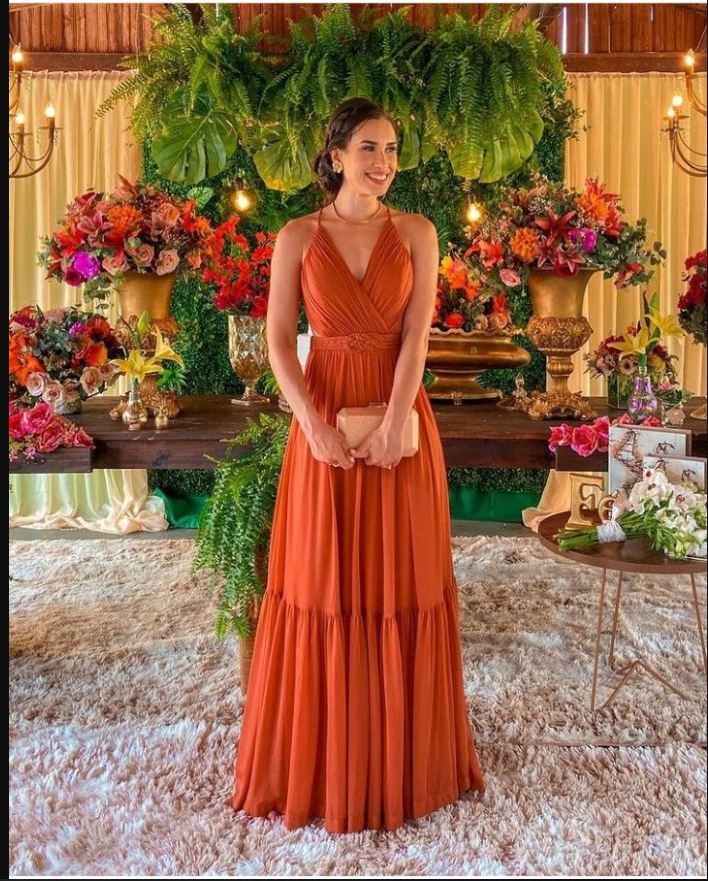 Elegante vestido de noche con escote en V y corte en A, vestido de noche encantador Y5059