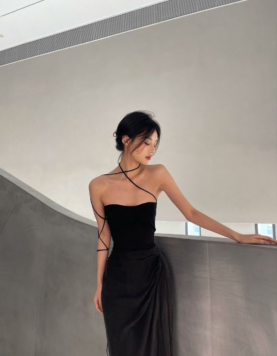 Vestido de fiesta negro sencillo y sexy, vestido de noche Y1343