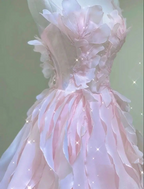 Vestido de princesa con volantes rosa de ensueño, vestido de fiesta rosa Y1971