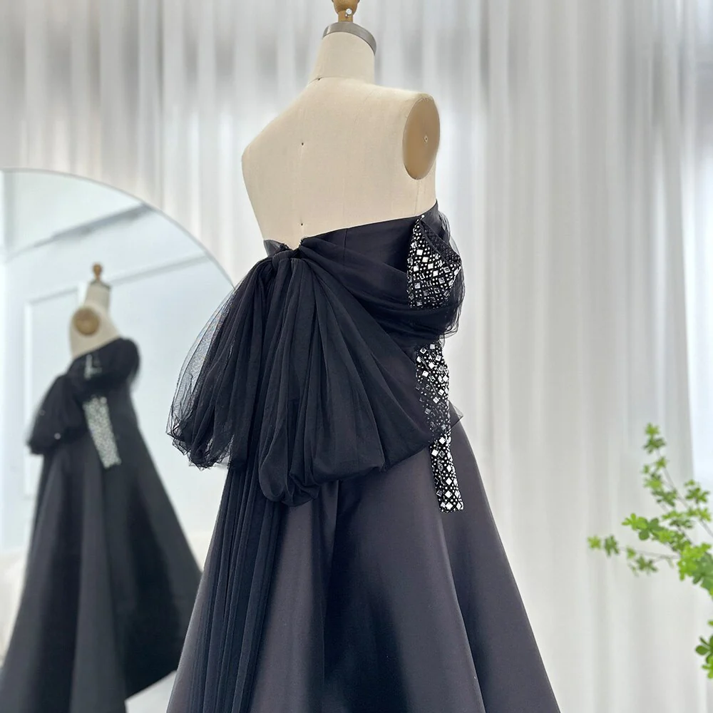Luxus Dubai Abendkleider für Frauen Hochzeit Party Schwarzes Langarm Gala Ballkleid Y4621