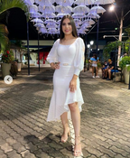 Vestido de fiesta blanco de manga larga, vestido de bienvenida blanco Y6833