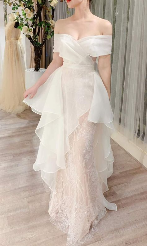 Vestido de novia blanco con hombros descubiertos, vestido de novia de tul blanco Y2081