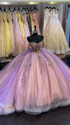 Vestido de fiesta de tul con hombros descubiertos Y5480
