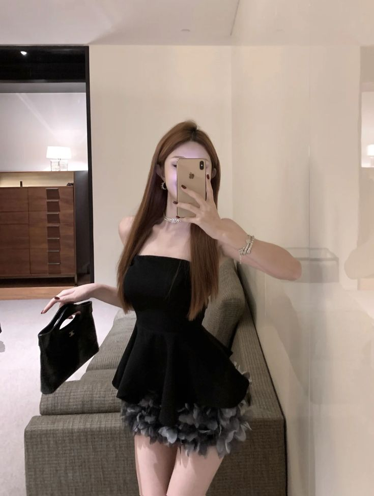 Vestido de cóctel negro sin tirantes de tul con estampado floral 3D, vestido de fiesta sin tirantes Y8105