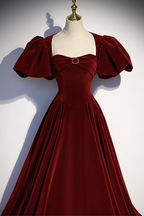 Burgunder Samt langes Ballkleid Abendkleid Y4384