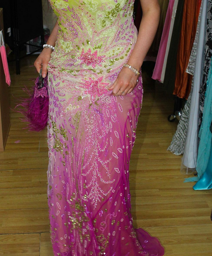 Wunderschönes Chiffon Pailletten Perlen Abendkleid Langes Ballkleid Y8295